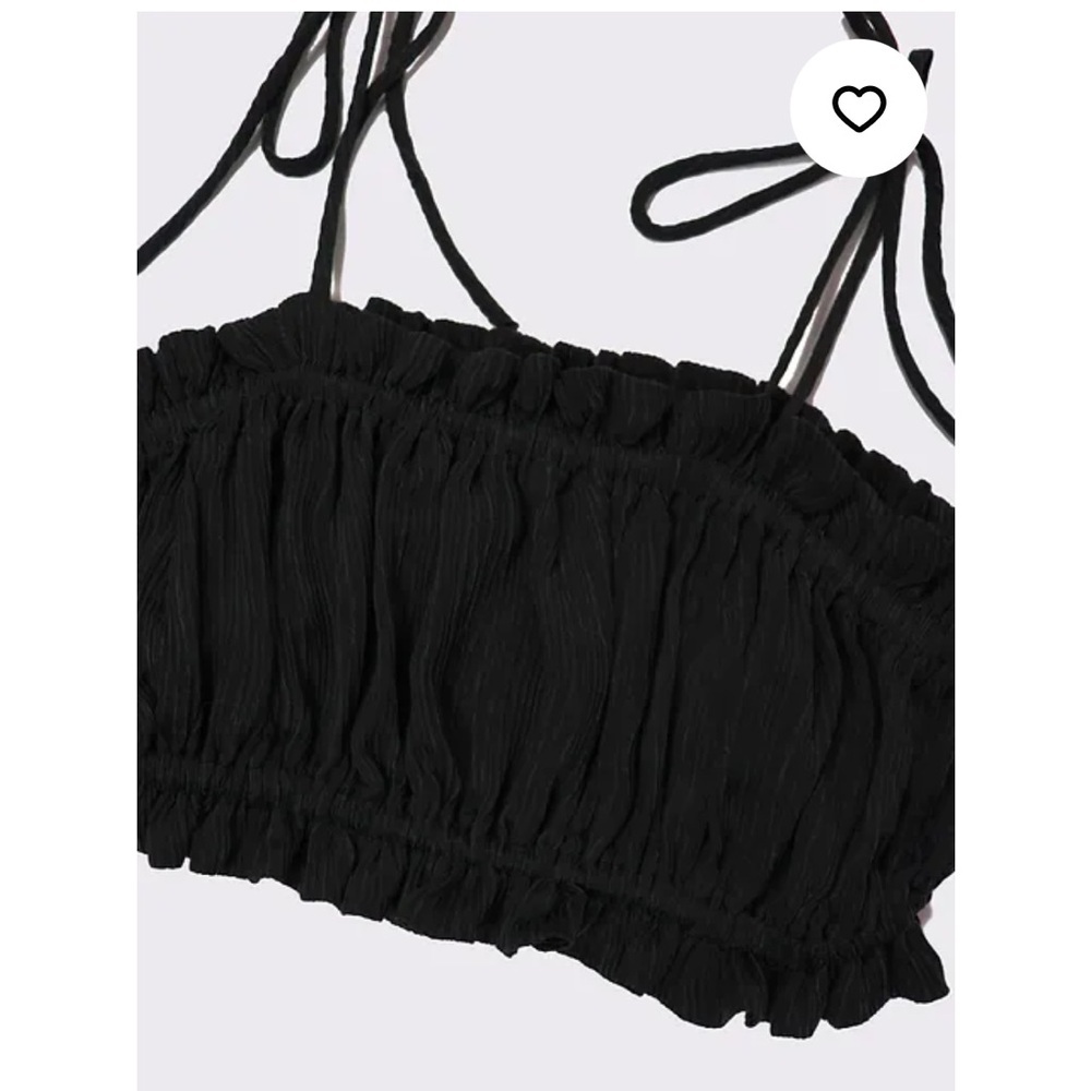 Black Ruffled Crop Top - Picture 3 of 8